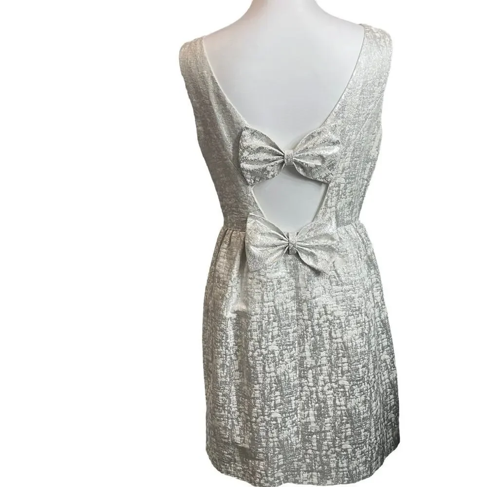 Vintage Erin Fetherston Coquette Retro Metallic Bow Dress 10 Bridal Shower - Picture 6 of 11